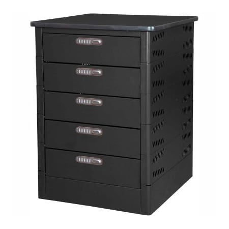 Datum Filing Systems Datum TekStak Laptop Storage Locker W/ Laminate Top, 5 Bays, Electronic Lock, Black TEKS5-C-LT-T25-L1595-60